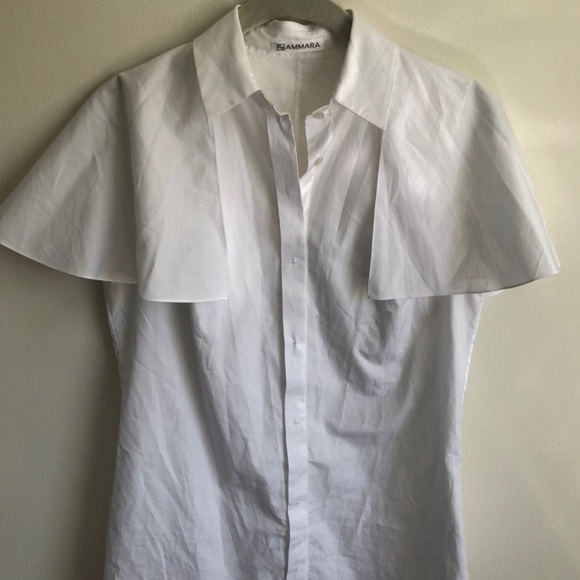 Amara White blouse button down cape flare sleeves - Picture 4 of 4